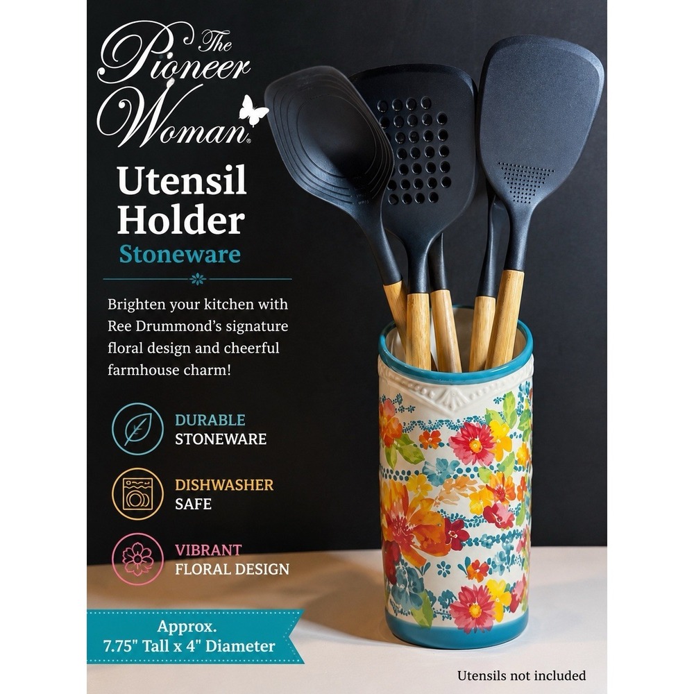 Pioneer Woman Floral Stoneware Utensil Holder Crock Replacement 7.75"